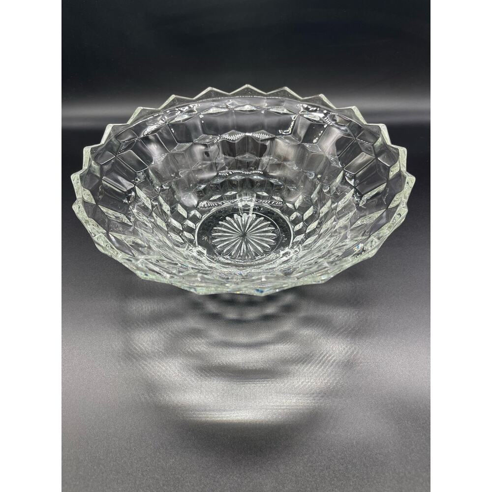Colony Whitehall Clear 3 Footed Bowl Indiana Glass Cube Pattern